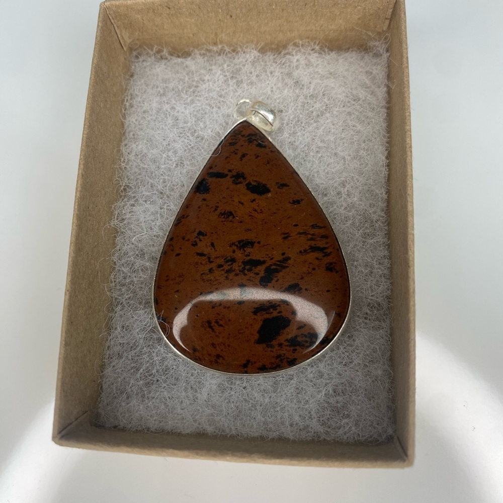 Teardrop Mahogany Obsidian 925 Sterling Silver Pendant